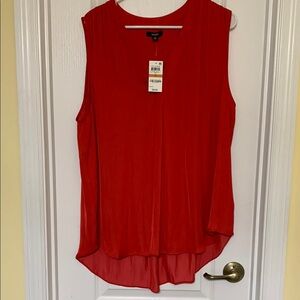 Alfani Sleeveless Asymmetrical Red Blouse